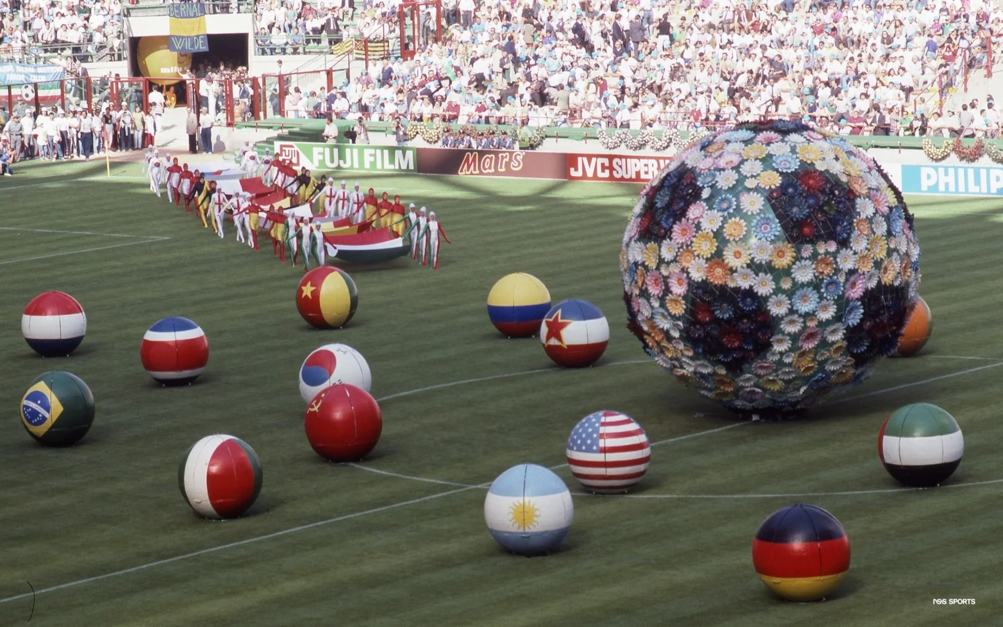 The San Siro is turned into a stylish catwalk at the OpeninG Ceremony of the 1990 World Cup in Italy.