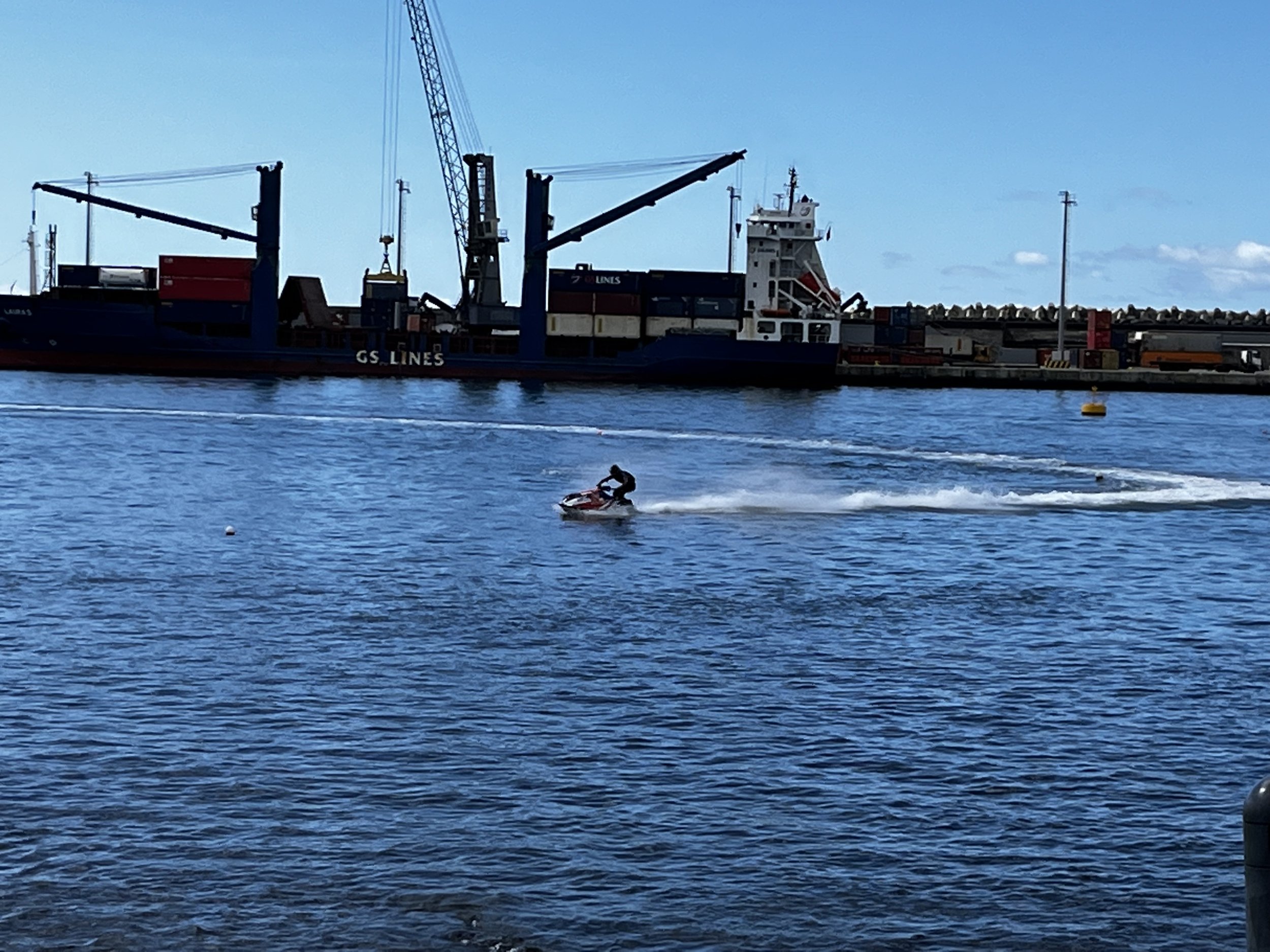 He was totally shredding on the jetski.