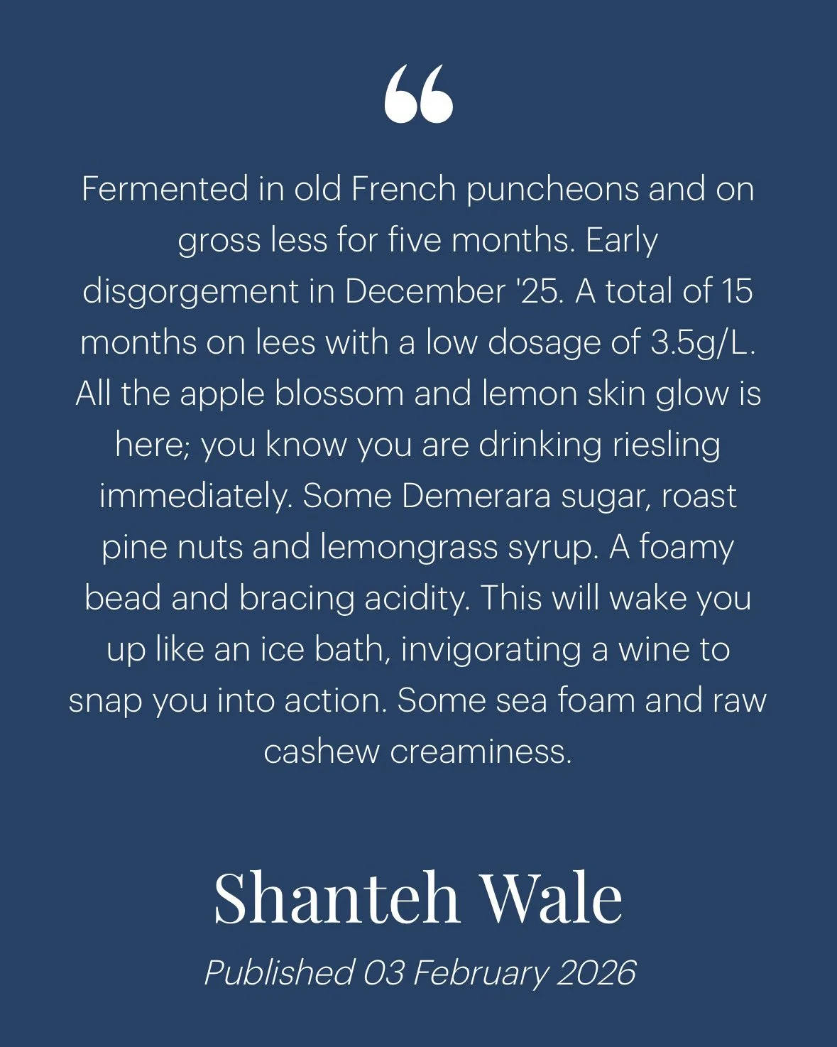 invigorating a wine to snap you into action. Some sea foam and raw cashew creaminess.