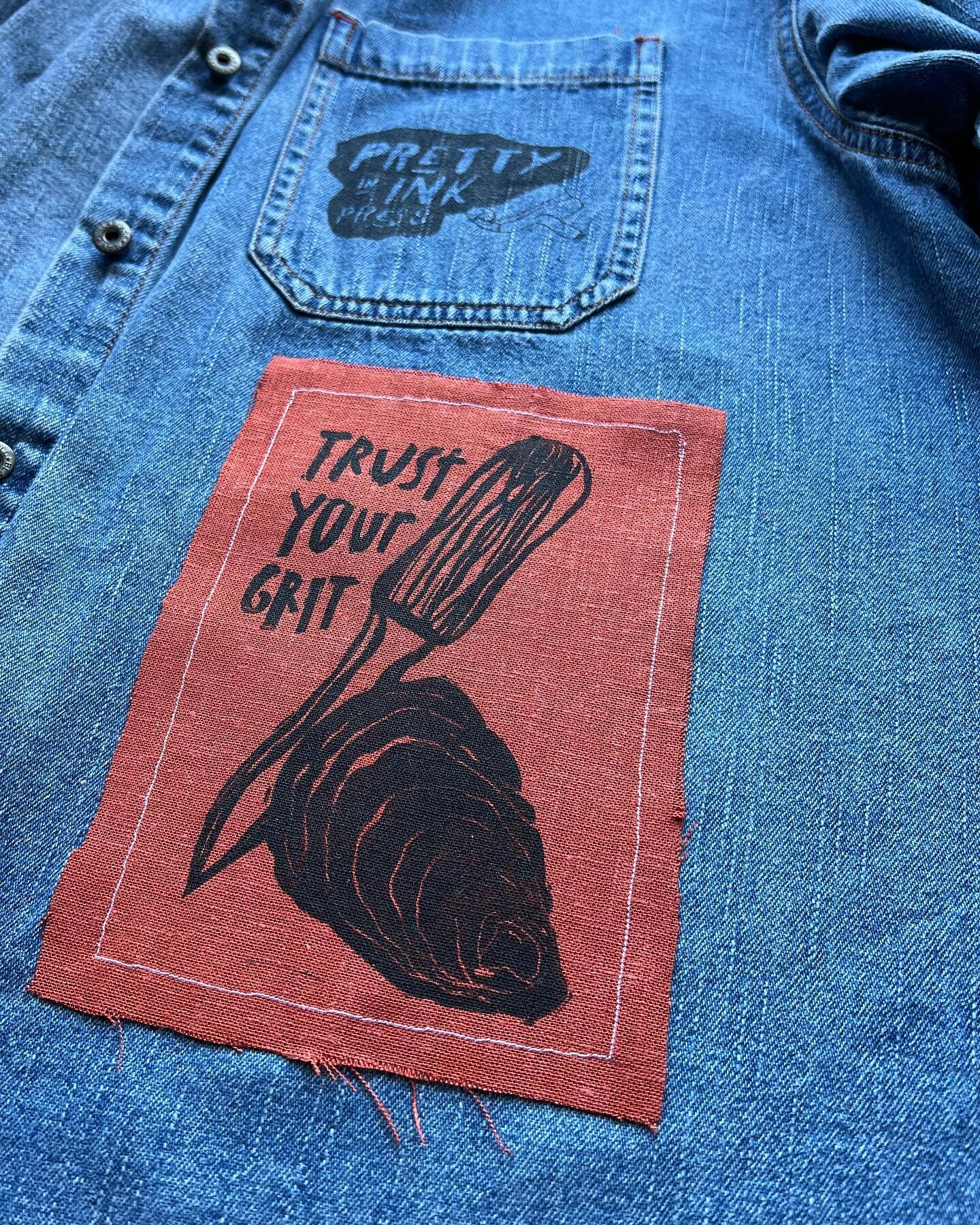 trust your grit 🦪

i love to try different mediums, avenues or just different ways of thinking and using my art. very proud of my block print patch for my patrons this month. i&rsquo;m in love. i&rsquo;m inspired by my own work. i know it&rsquo;s re