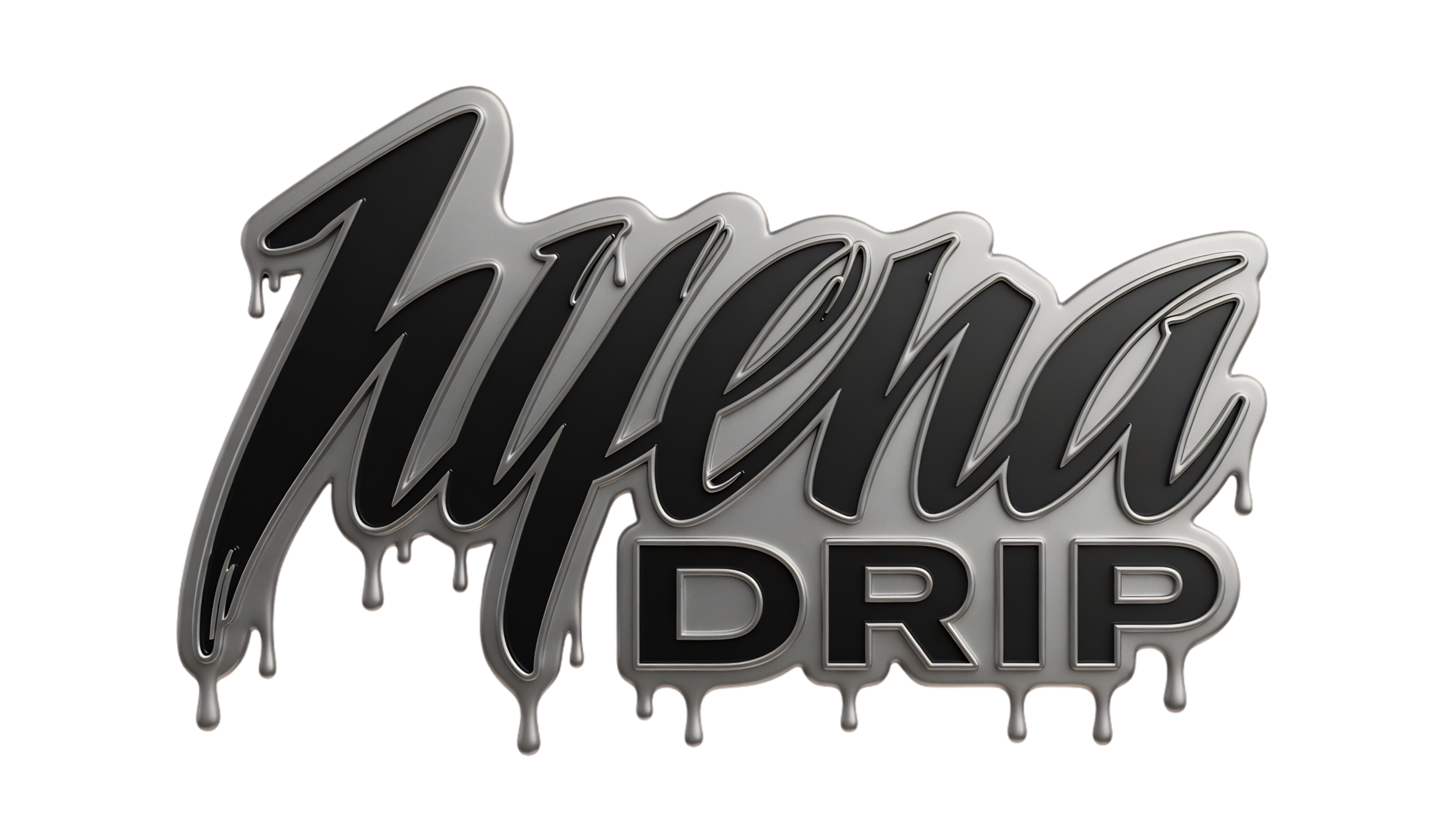 Neon sign with dripping effect displaying the words "MOMO PDR" in black with a gray outline on a dark background.