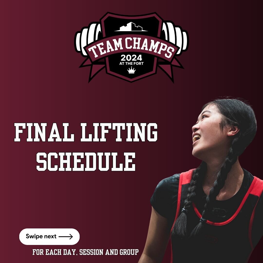 NO MORE CHANGES !!

Final Lifting Schedule is here 🤝

Less than two weeks out, which session are you most looking forward to??