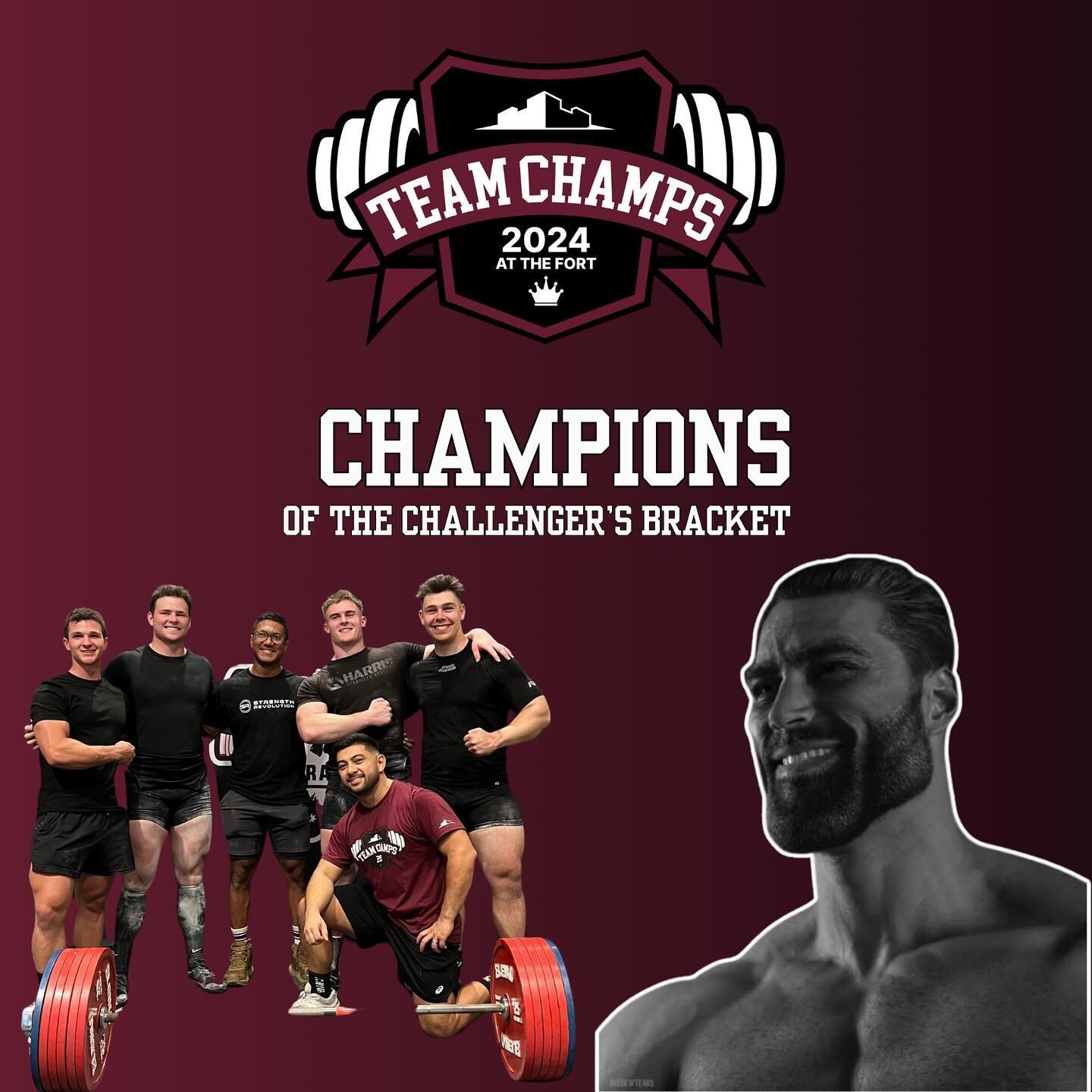 🏆🏆 THE CHADS🏆🏆

Take out the Challenger&rsquo;s Bracket in an extraordinarily tight battle with @panthers_powerlifting, both with a perfect score of 25 points. 

Tyson Andrews of @stronghold_ballarat faltered in the 100kg class giving @thomasrglo