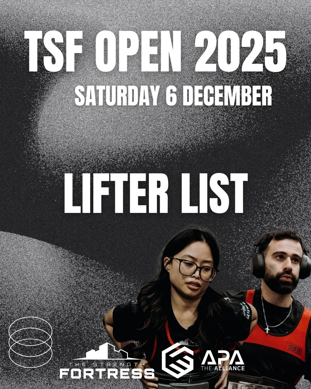 🏆 TSF OPEN 🏆 
6th DECEMBER 

3 full sessions from 9am, 12:30pm and 3:30pm respectively
Weigh ins start 2 hours before each session.

$1000 Prize Money up for grabs 

Spectators from 8am, $10 at the door

Will be fun 😄