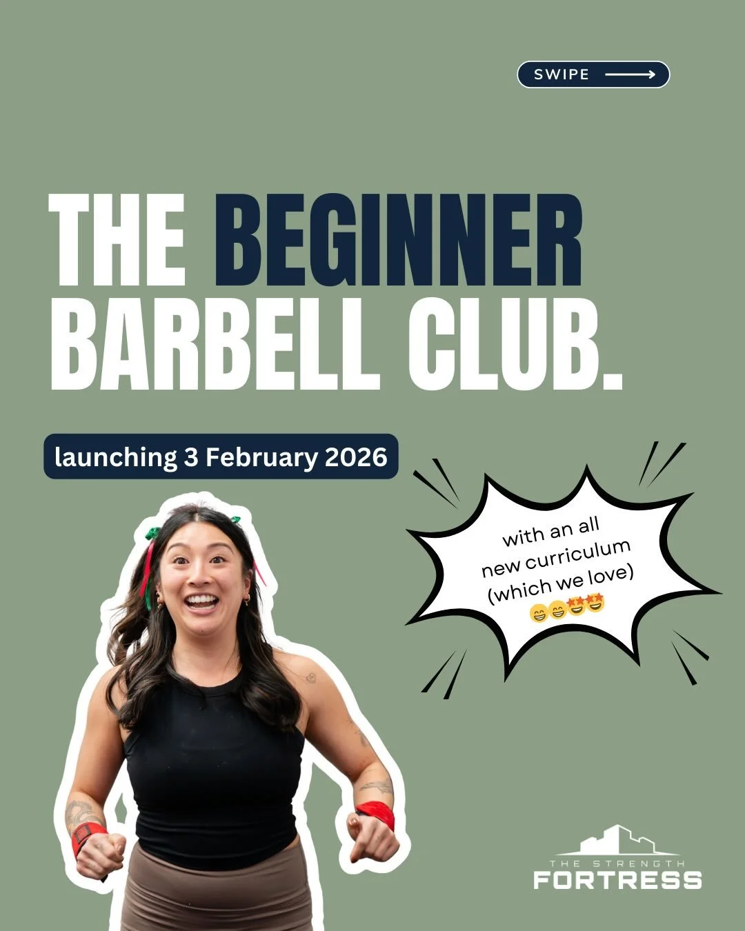 We have totally revamped the Beginner Barbell Club curriculum 😮&zwj;💨✨ Now a progressive structure with four key blocks, you&rsquo;ll receive: 

- practical seminar style education of the squat, bench press and deadlift, 
- loads of opportunity to 