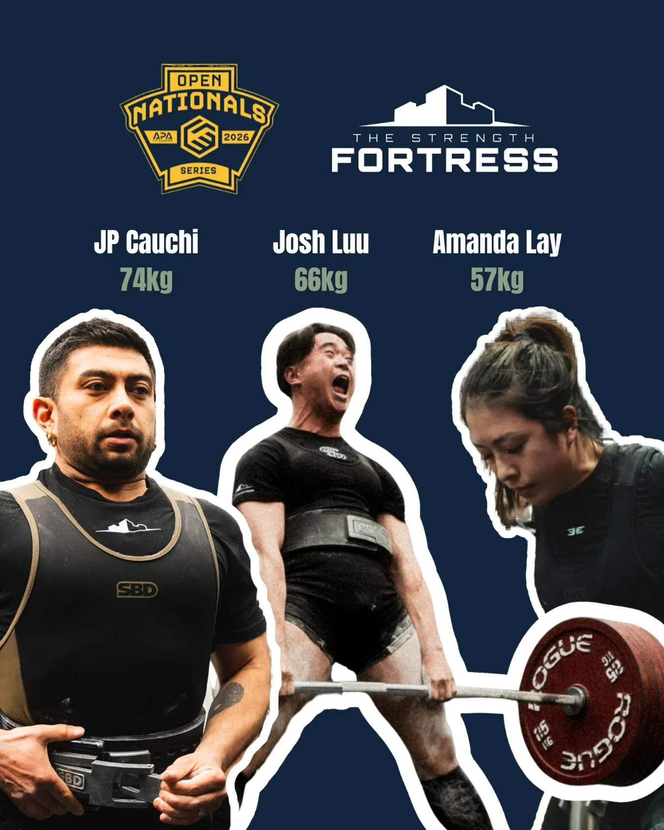 We have three stars competing at the APA Open Nationals in Moorabbin tomorrow. We couldn&rsquo;t be more proud of the TSF Boss Men JP and Josh, and TSF&rsquo;s Second Lady Amanda (lol). I have the privilege of having such a front row seat to their gr