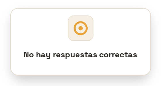 Pantalla de computadora con mensaje que dice 'No hay respuestas correctas'.