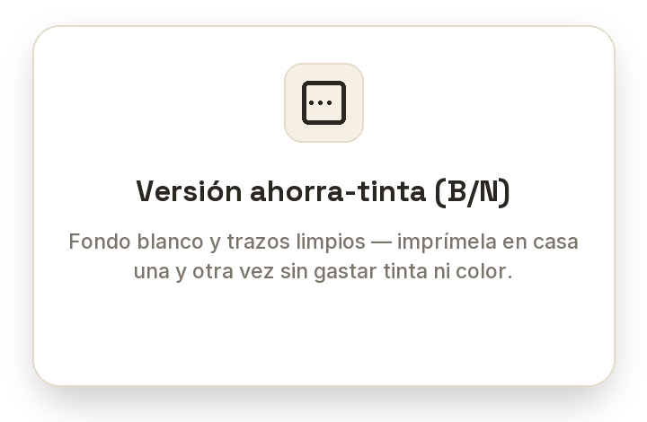 Mensaje que indica la opción de guardar tinta en modo blanco y negro, con fondo blanco y trazos limpios.