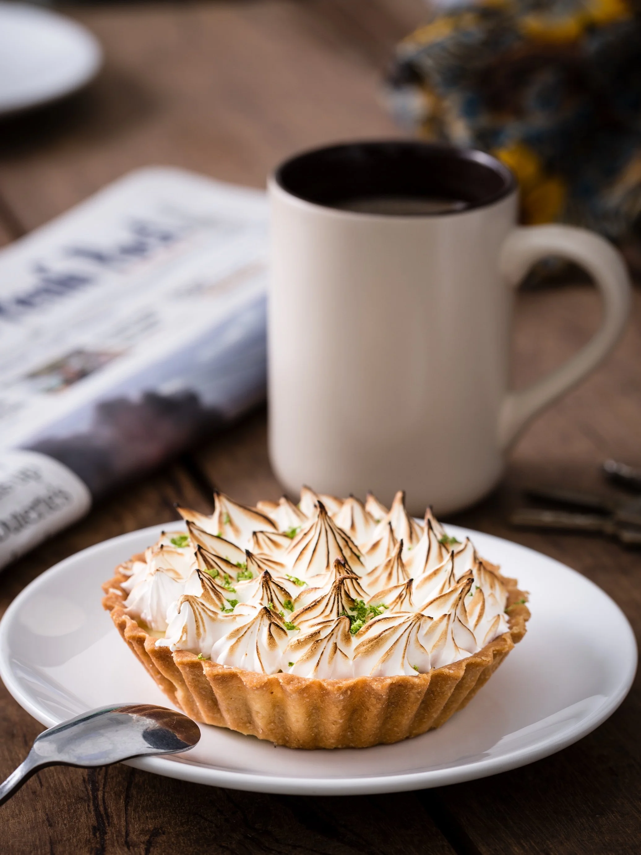 Delicious lime meringue pie and coffee