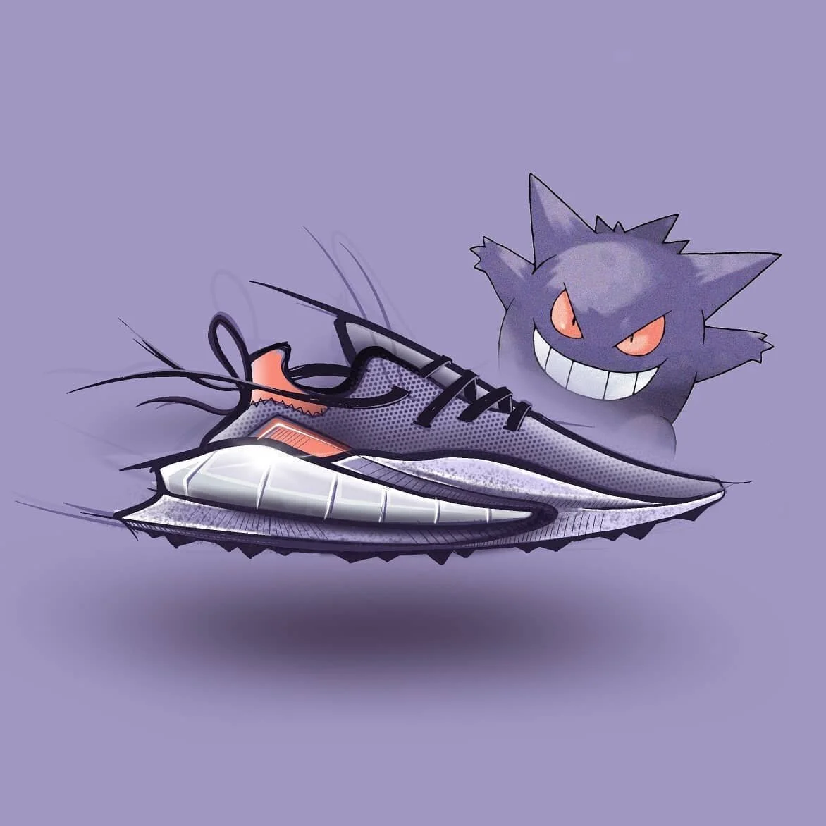 094/151: Gengar. Keeping it loose for this ghost pokemon and discovering new Procreate brushes to play around with.

#gengar #pokemon #footweardesign #callingallcreators #lacelessdesign #conceptkicks #ckinspiration #instakicks #sneaker #footwear #des