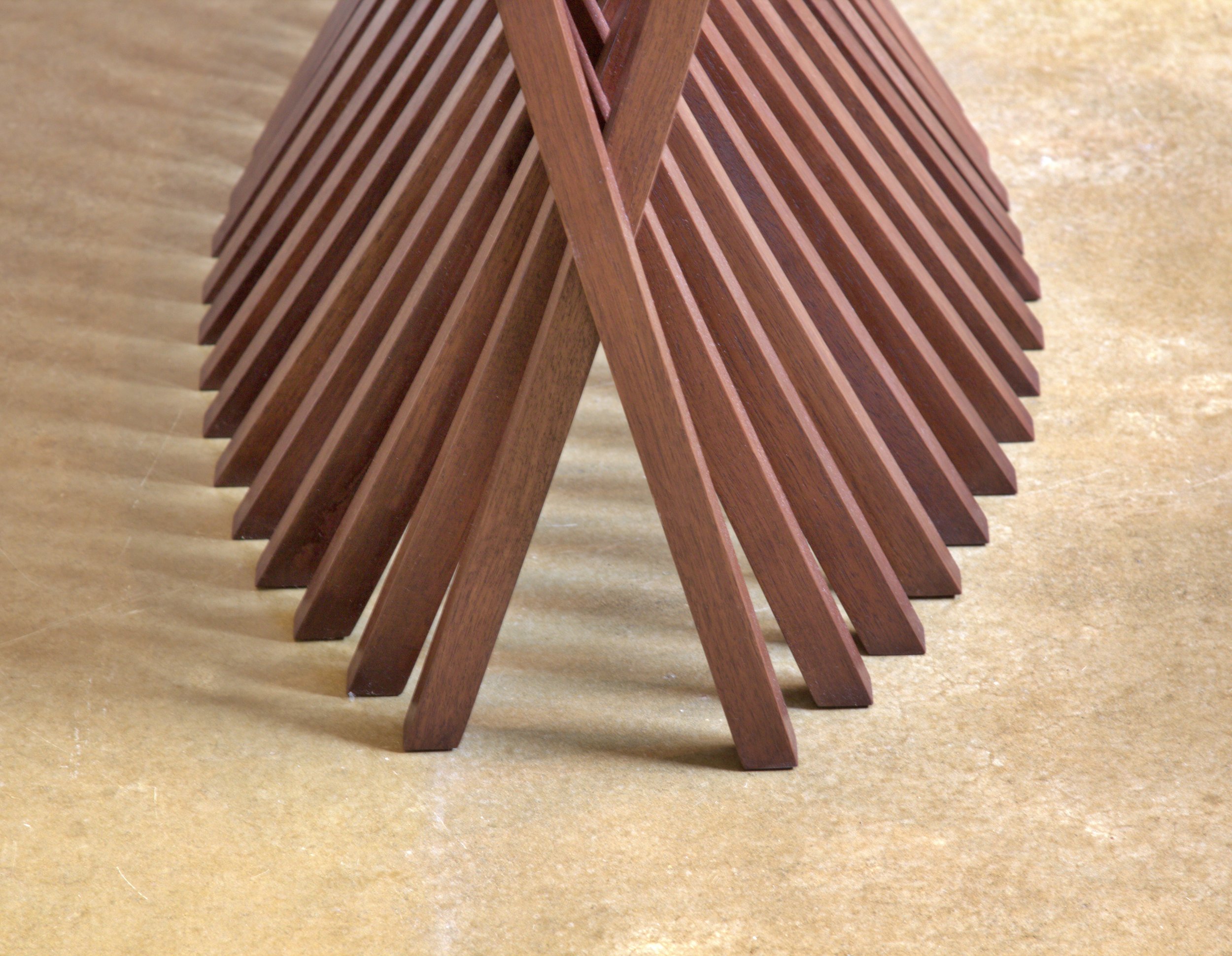 Moire console table bent walnut base close up.jpg