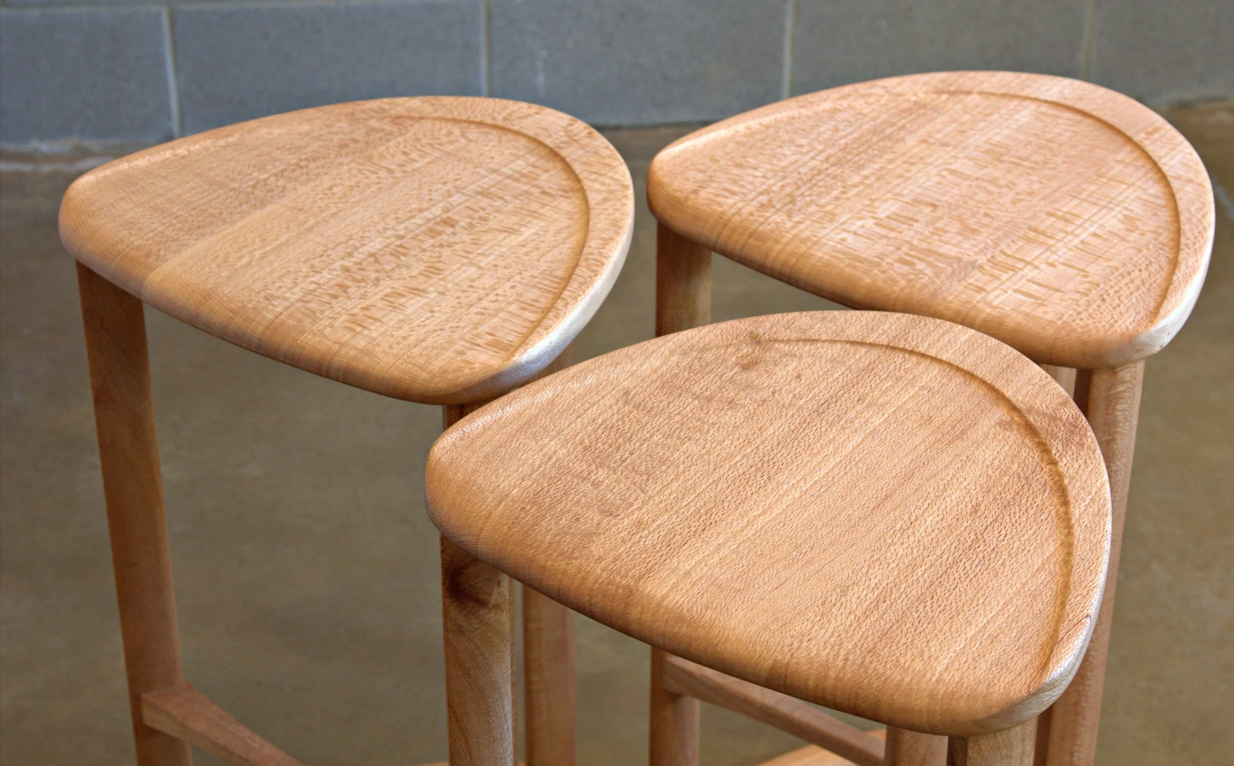 3 silky oak stools seats.jpg