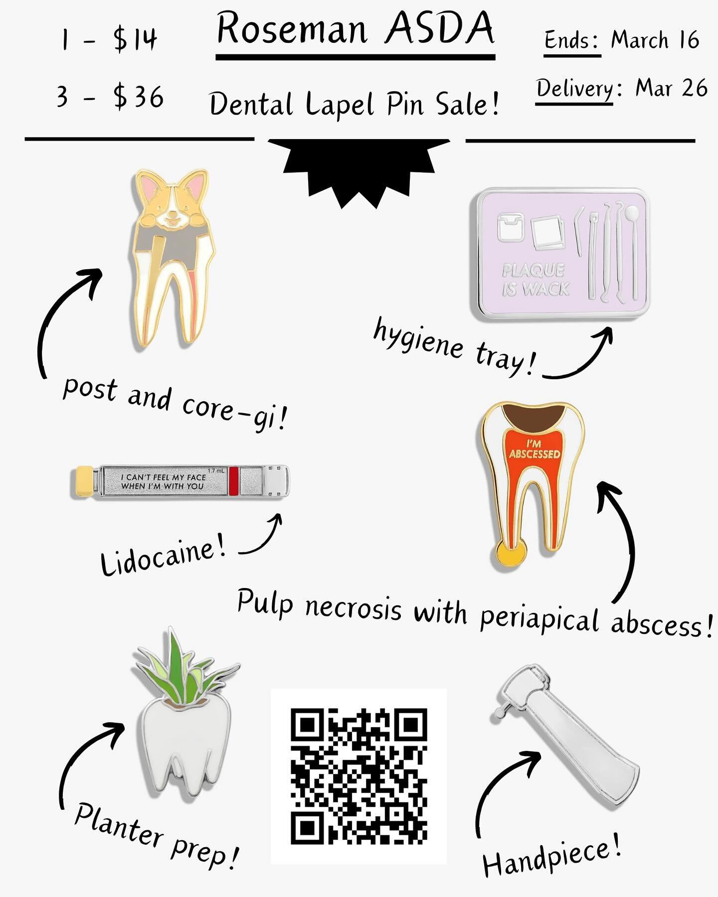 ✨Dental Lapel Pins✨

Check out the link in bio to order! 

#dentalstudents #asda #dentists #futuredentists #roseman #utah #dentalschool #teeth #dentistry #district10