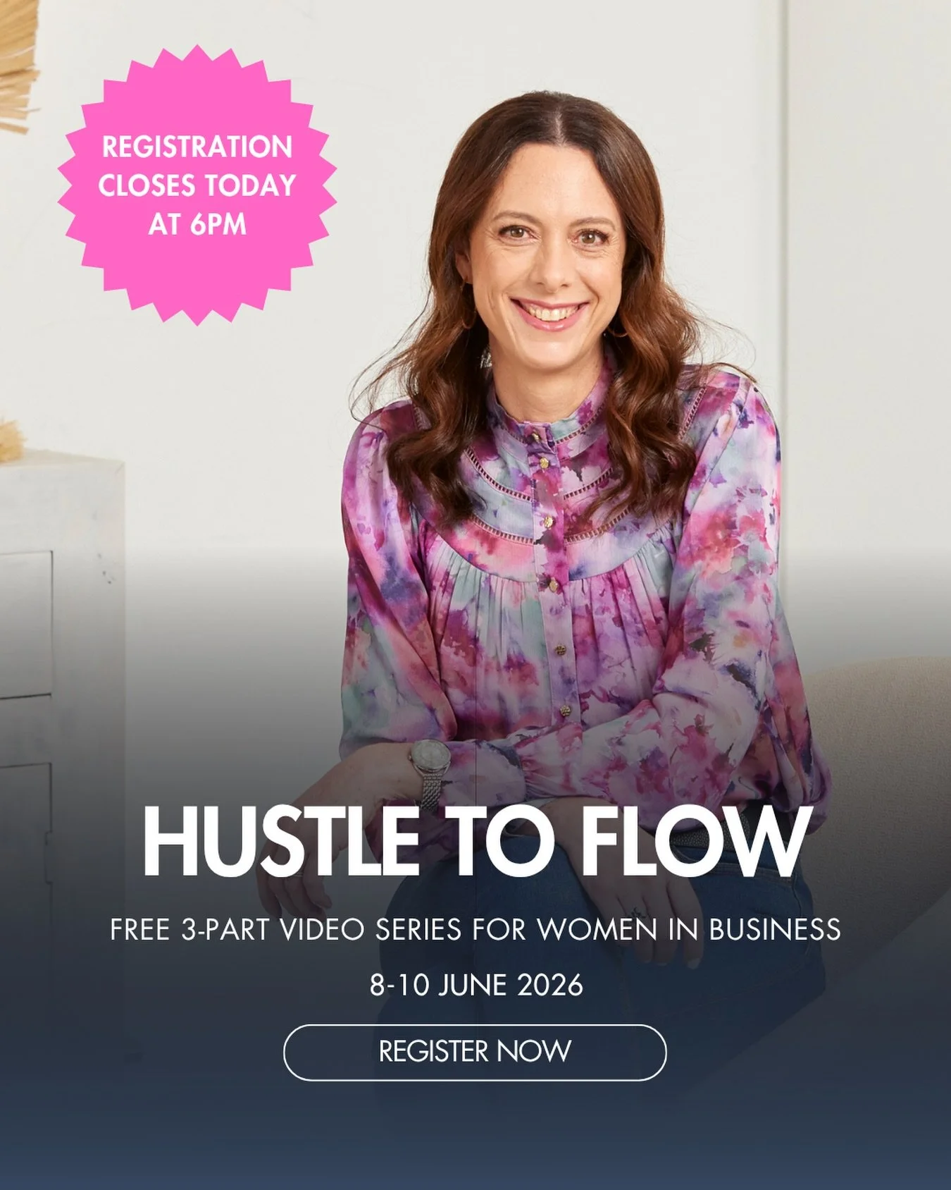 📣Registration for Hustle to Flow closes at 6 pm (AEST) today ⏰

Hustle to Flow&nbsp;is not about stopping everything and doing nothing because that&rsquo;s not realistic or practical. Life and business are demanding, and you&rsquo;ve got a lot on yo