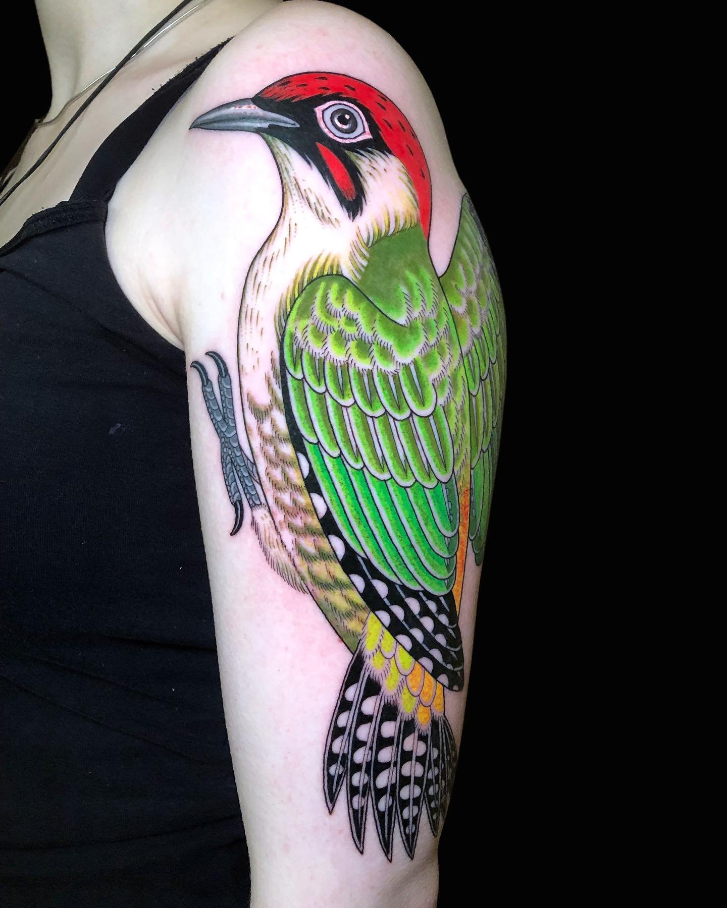 Woodpecker I had the pleasure of tattooing on my sweet, talented coworker @elphie.quinn @brighton_tattoo_collective_ ❤️
Long time coming, we finally made it happen! Thank you Elphie for your trust 🙌🏻 

I am now back from leave and taking bookings b