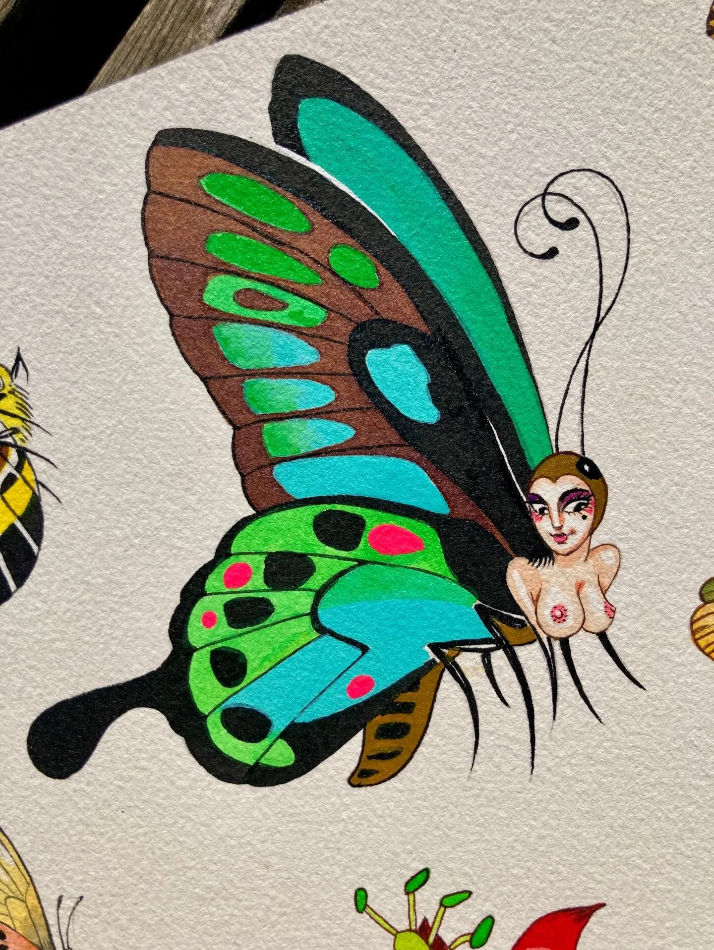 Flash bits! 🦋🦋🦋 I will be tattooing from this and other recent flash sheets all day tomorrow Saturday 29th @magic.tattooing ✨🌈 
Drop ins welcome! To check all designs and if you prefer to secure a spot please check out my highlights 🙌🏻 &bull;
&