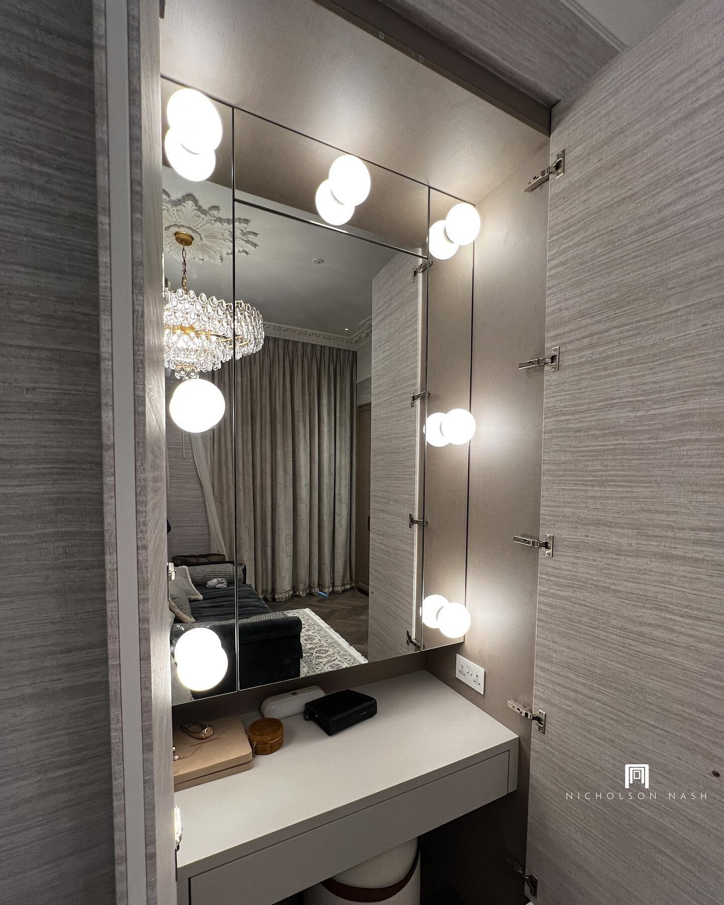 Dive into the details of this cleverly crafted bespoke dressing table 💫

You&rsquo;ve heard of a built in wardrobe, but what about a built in vanity unit? Seamlessly integrated into the walls, this concealed dressing table is a touch of Hollywood gl