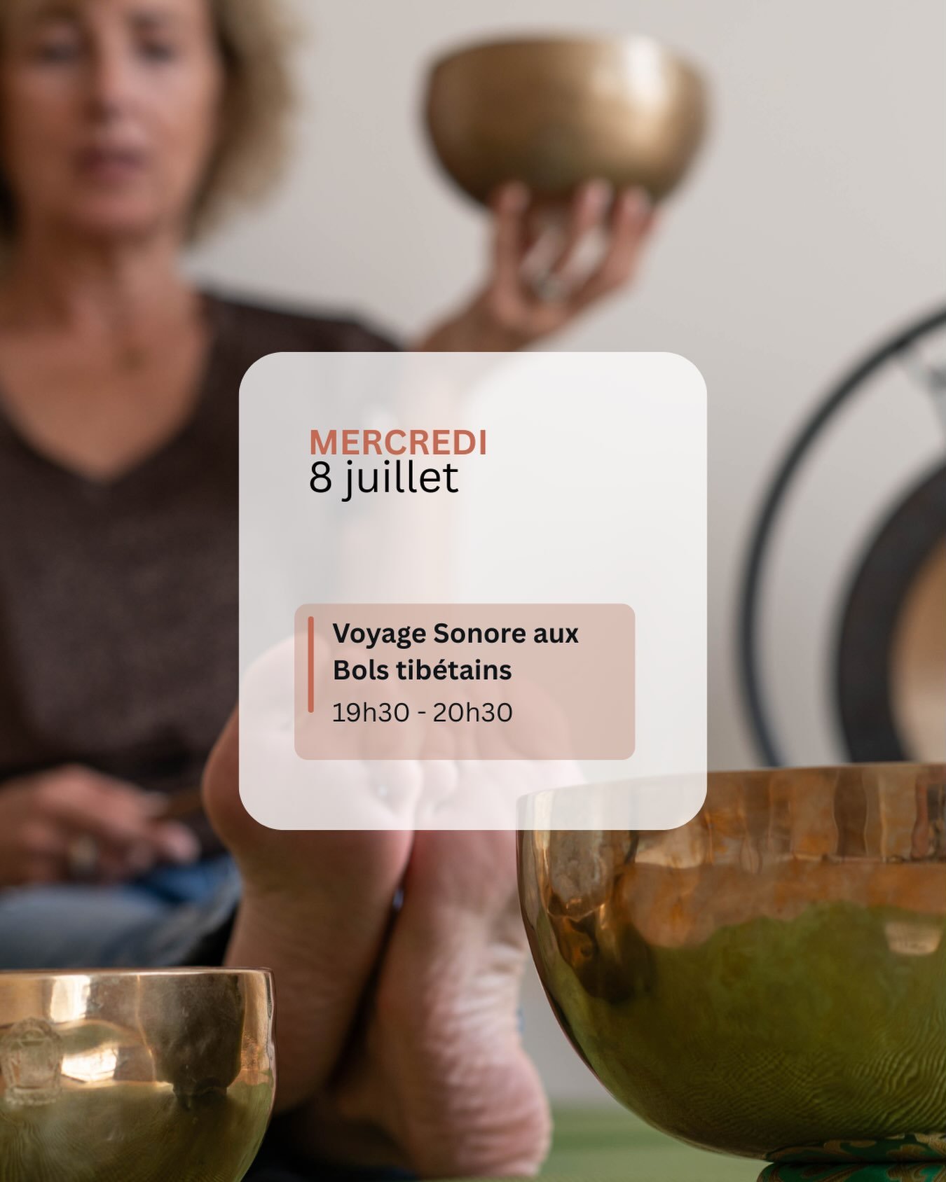 🌿 Et si vous vous accordiez une vrai pause ? 
Le temps d&rsquo;une heure. 

Laissez vous porter par les vibrations des gongs et des bols tib&eacute;tains.

Une exp&eacute;rience sensorielle qui invite &agrave; ralentir.  Apaiser le syst&egrave;me ne
