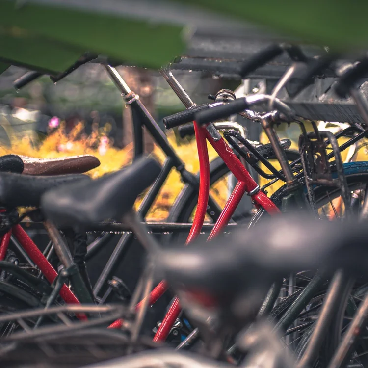 Secure bicycle parking available for podcast studio visitors