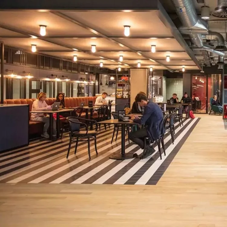 Ground-floor café at the East London podcast studio building
