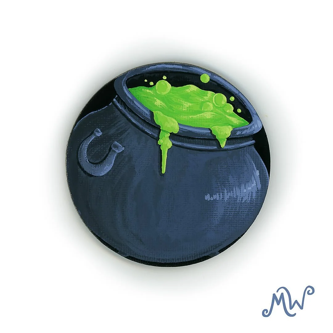 Double, double, toil &amp; trouble! This little cauldron is bubbling with spooky charm 💚 Perfect for adding a little spooky fun to your kitchen!

Available now for $15 for anyone local who wants to snag it! This spooky little cauldron magnet is the 
