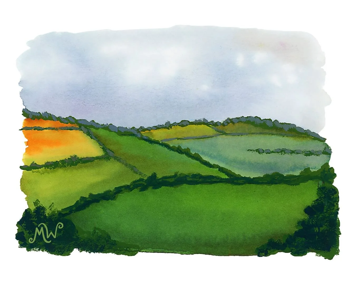 Ireland, but make it mini! This tiny 3&rdquo;x4&rdquo; painting is en route via snail mail for a friend I met along the way 🍀💌

#miniart #watercolorart #irishlandscape #penpal #happymail