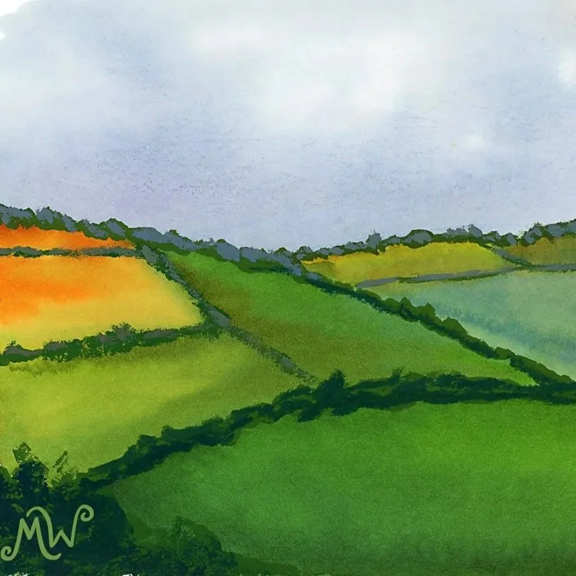 austin powers in progress painting with hand and paintbrush spot illustration