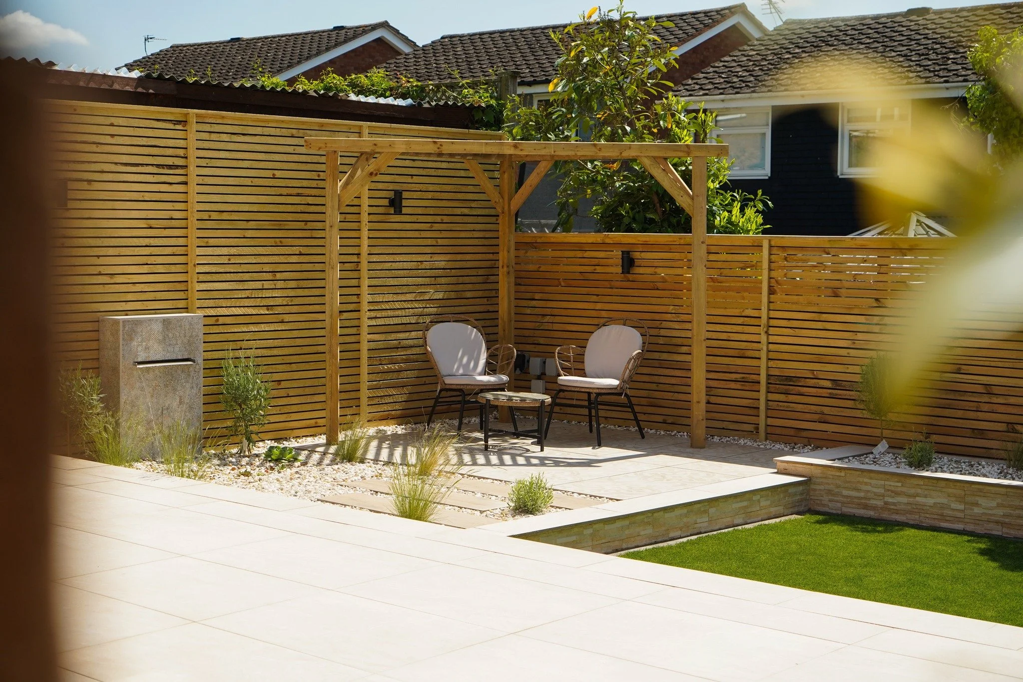 Perfect garden sun shade and seating area
