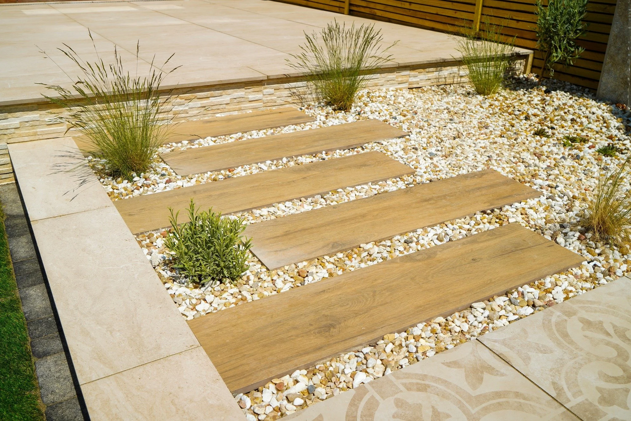 Thoughtful use of different paving materials to create visually appealing patterns.