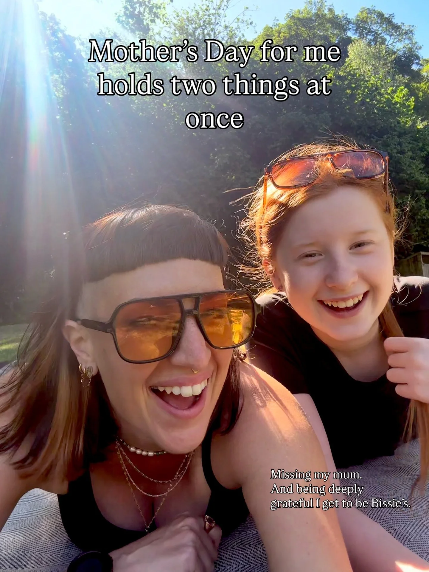 Mother&rsquo;s Day can hold many things.

Love.
Gratitude.
Grief.
Joy.

I lost my mum nearly 19 years ago, long before I became Bissie&rsquo;s mum.

She never got to meet her.

So for me this day has always carried two truths at once.

Missing her.
A