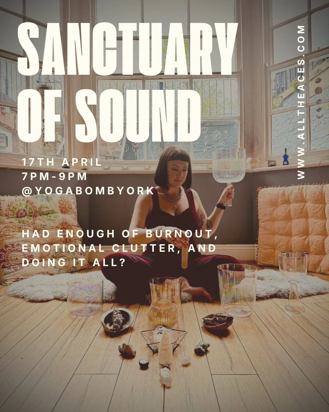 Friday evening. 

Two hours. 

Just for you. 💫

Sanctuary of Sound , 17th April, 7-9pm at @yogabombyork

Sound healing. Ceremonial cacao. Energetic cord-cutting. Guided intention.

You don&rsquo;t need to know what any of that means. 

You just need
