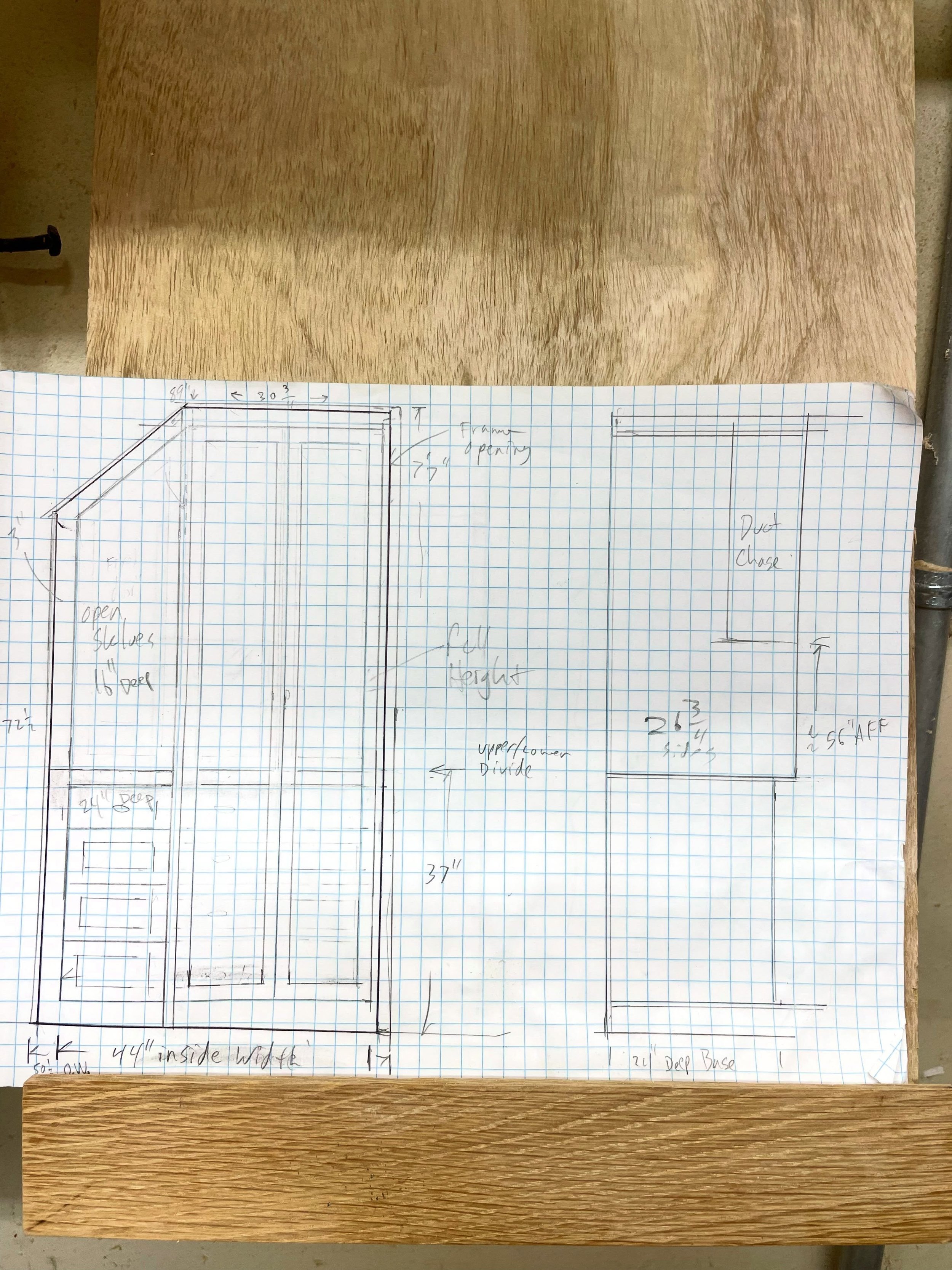 Working on some custom built-ins for a whole home renovation of a 150 year old farmhouse. Big on character, short on storage. 
#carpentry #customcabinetry #craftsmanship #newengland #northshorema