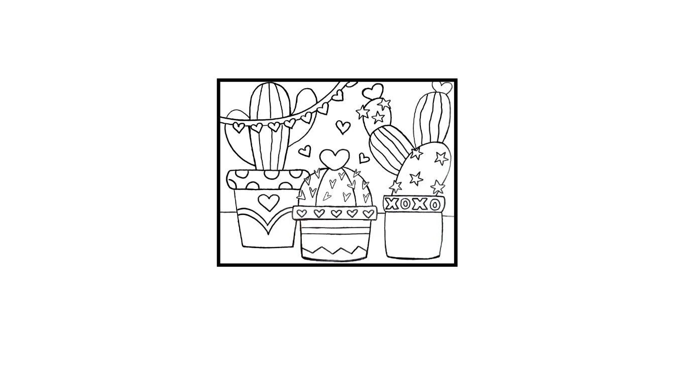 Love Cactus: Pre-Drawn Canvas