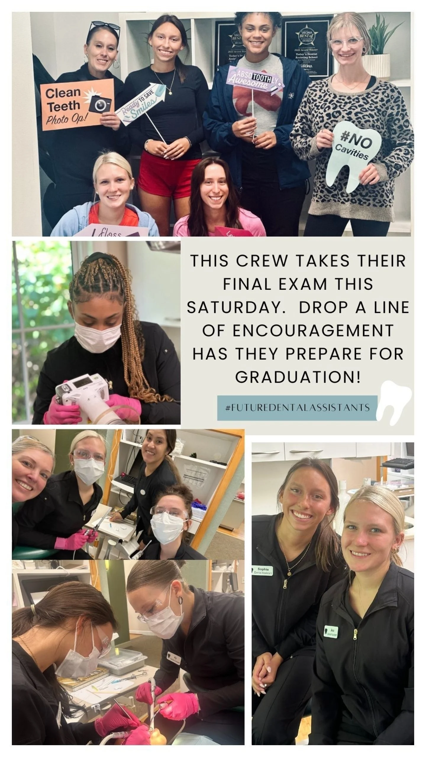 You are almost there! We couldn't be prouder of our future dental assistants. Keep pushing! Your new career is right around the corner! 

#futuredentalassistant #careerfasttrack  #dentalassistant #smilemaker #toothlover #dentalbaddie