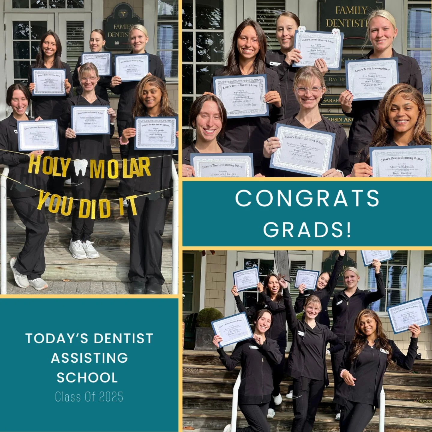 CONGRATS GRADS! 🦷
Welcome to the profession of dentistry!
We are so proud to be part of your journey and your success as dental assistants.
You stayed determined, you persevered, and today you step into a career that truly changes lives. 

#DentalAs