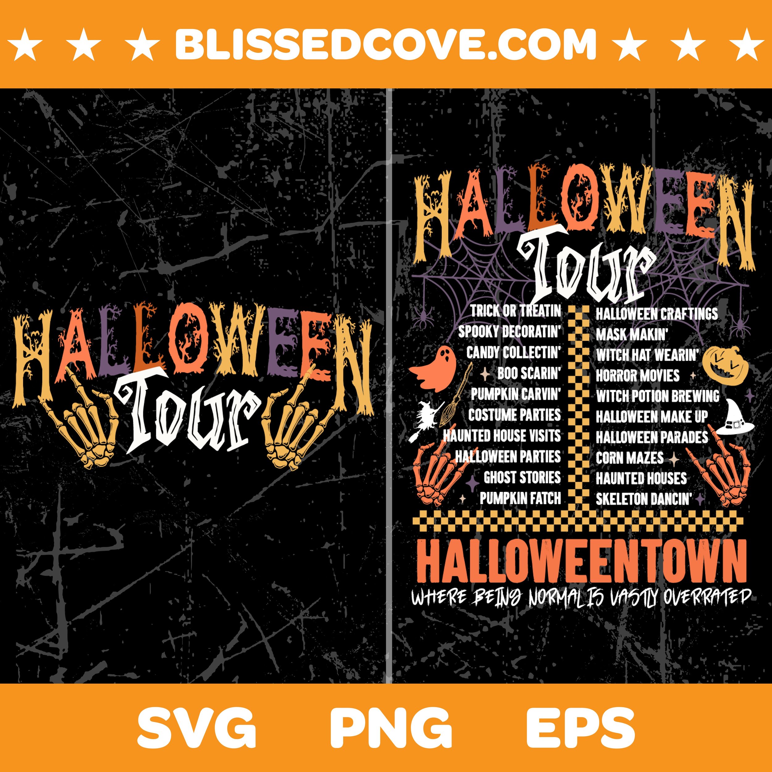 Retro Halloween Tour SVG PNG | Spooky Season Pumpkin Design | Sublimation Digital Download