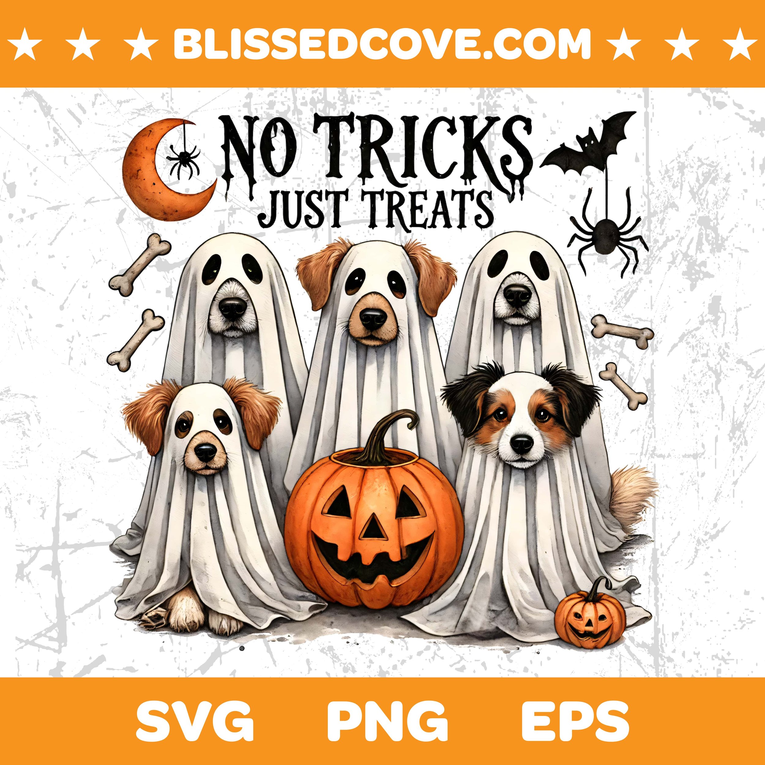 No Tricks Just Treats Dog Lover PNG | Funny Halloween Ghost Dog PNG Design