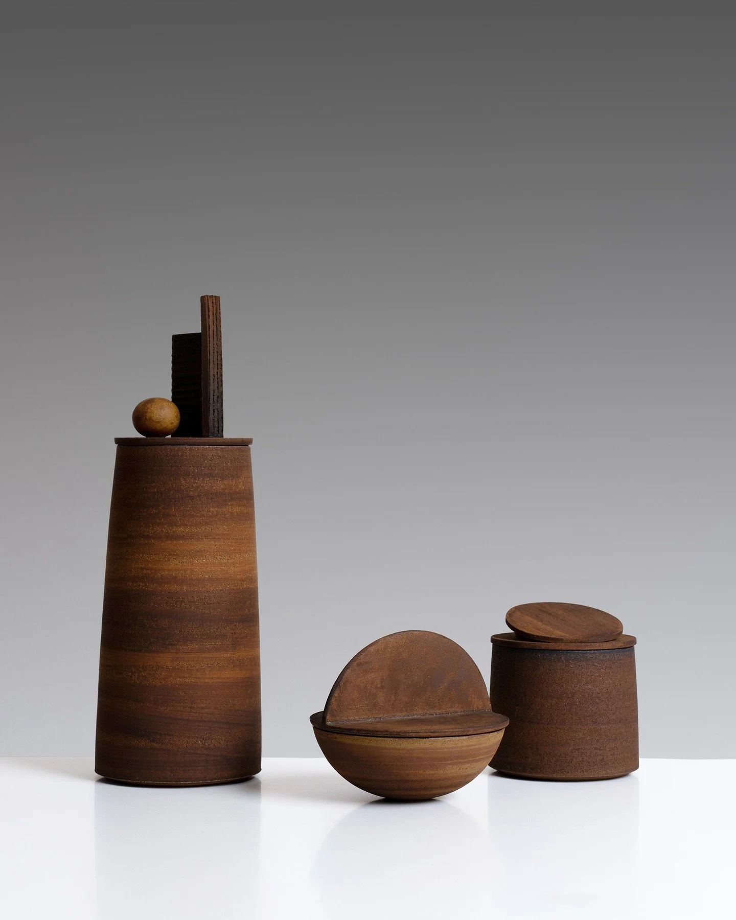 Sculptural Lidded Vessel, Rounded Lidded Vessel with Semi-Circle and Lidded Vessel with Circle⁠
⁠
After a bit of house moving and then half-term I am finally back in the studio and very much raring to go. This week @coloursoftheland and I will be giv