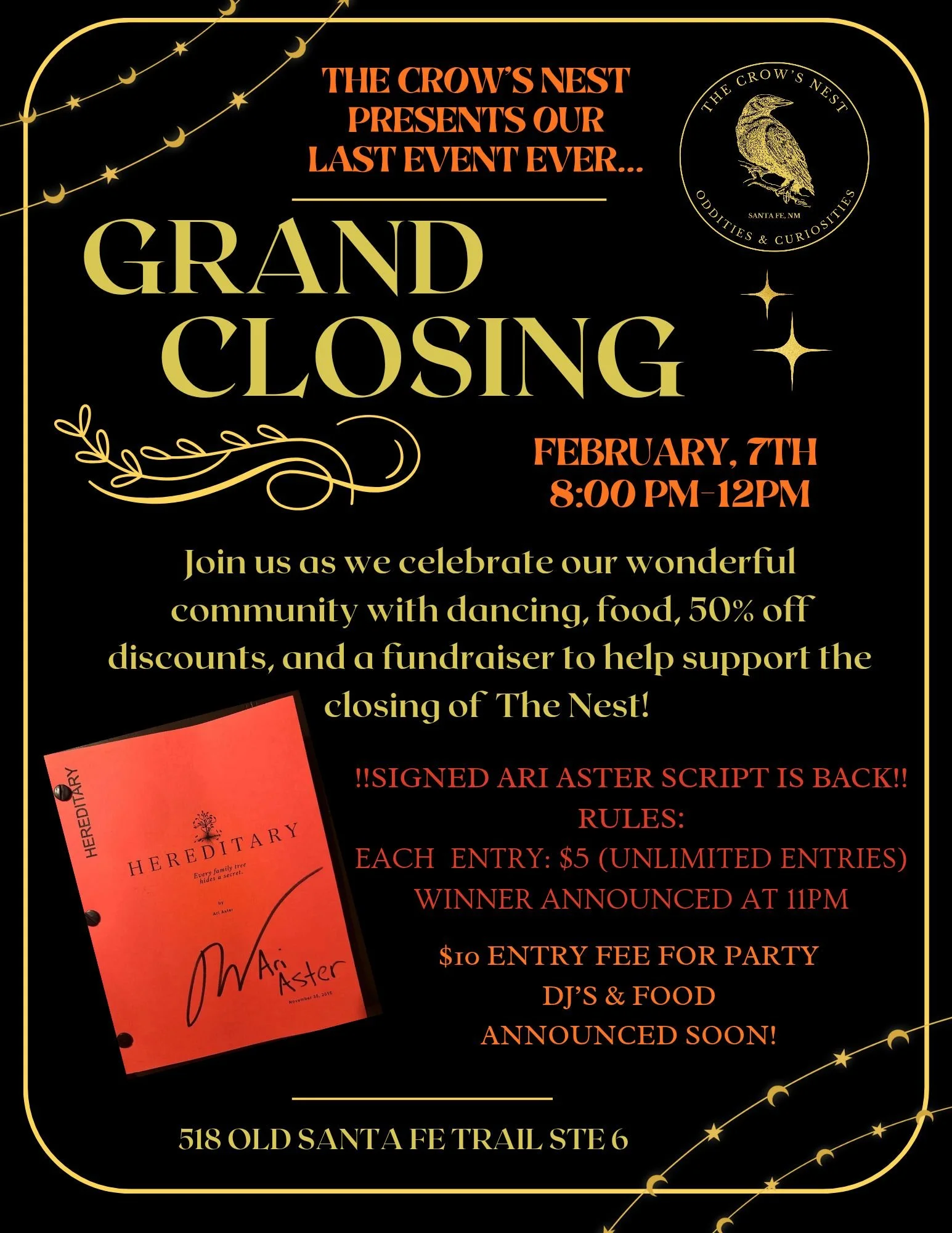 GRAND CLOSING A Crow's Nest 