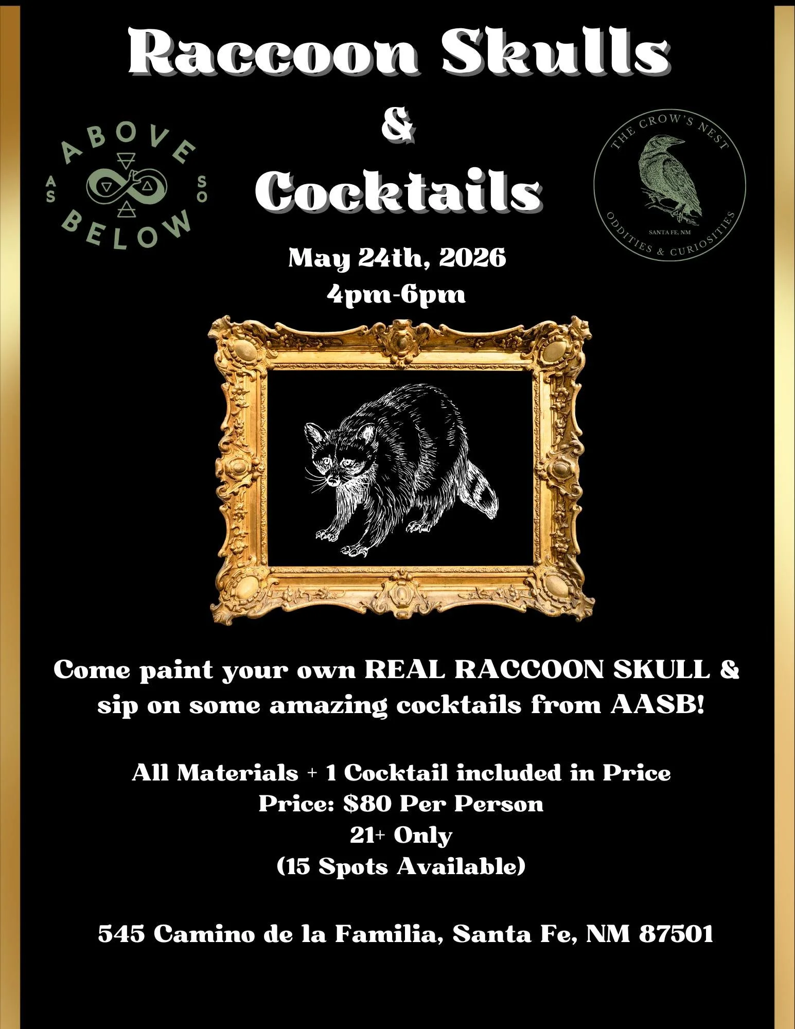 Raccoon Skulls & Coctails 