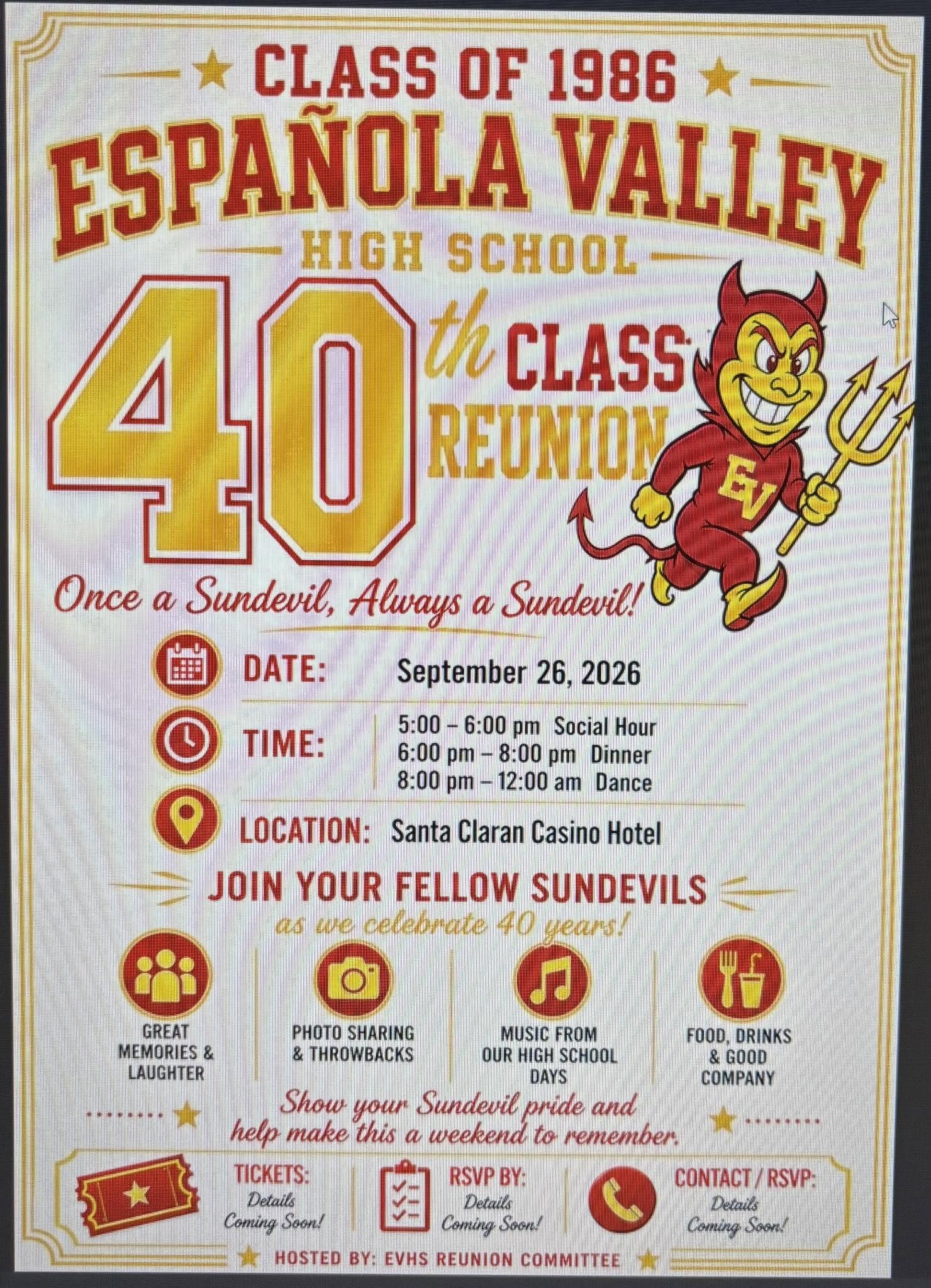 CLASS OF '86 REUNION - Española Sun Devils 