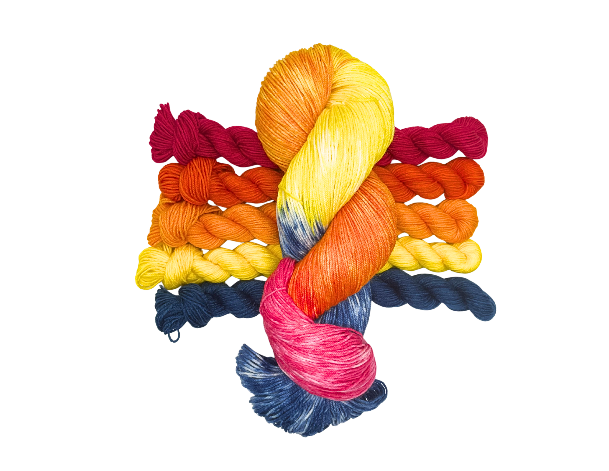 Orange Crush Crew- 70/30 Wool/Nylon Fingering Full Skein & 5 Mini Set