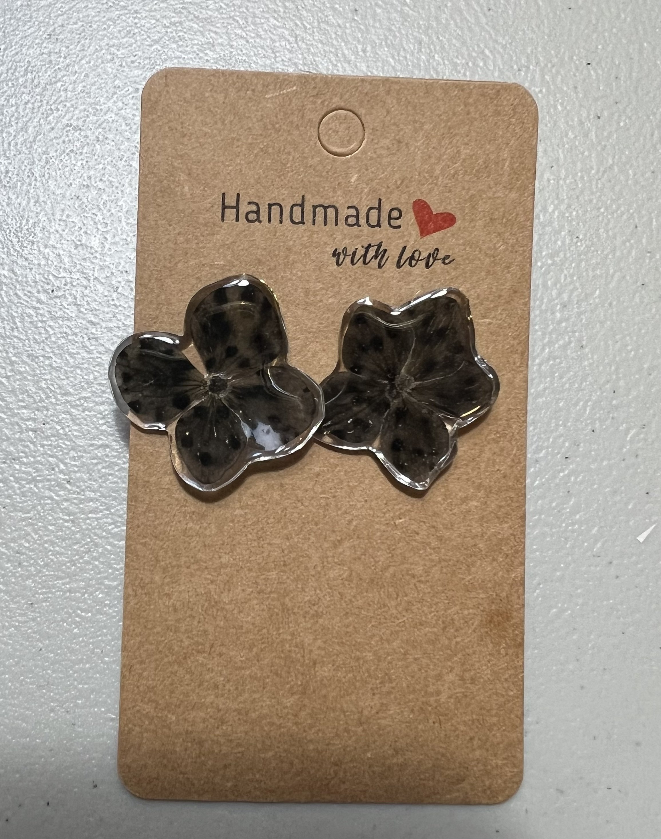 Black Hydrangea Stud Earrings