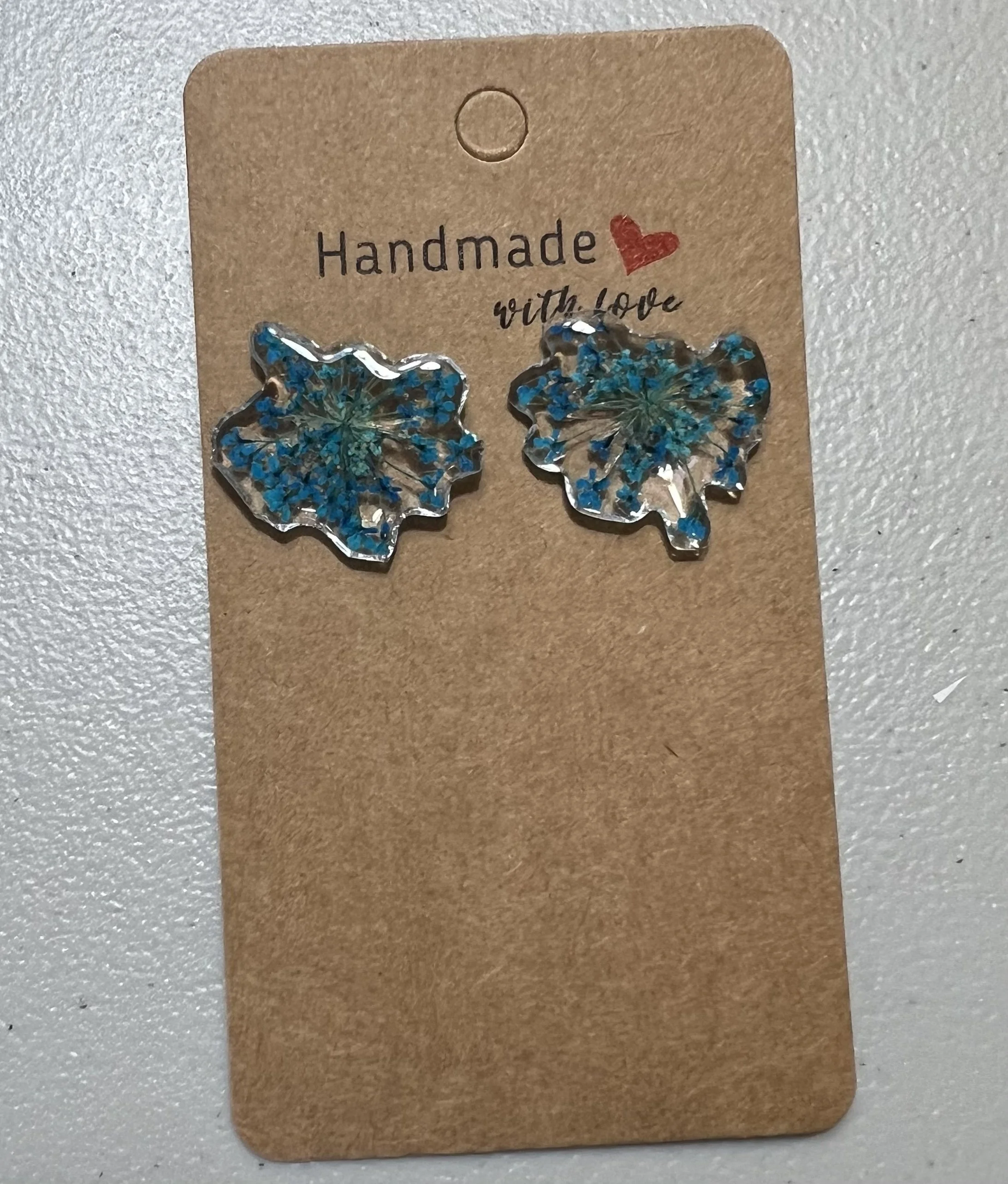 Blue Lace Flower Stud Earrings