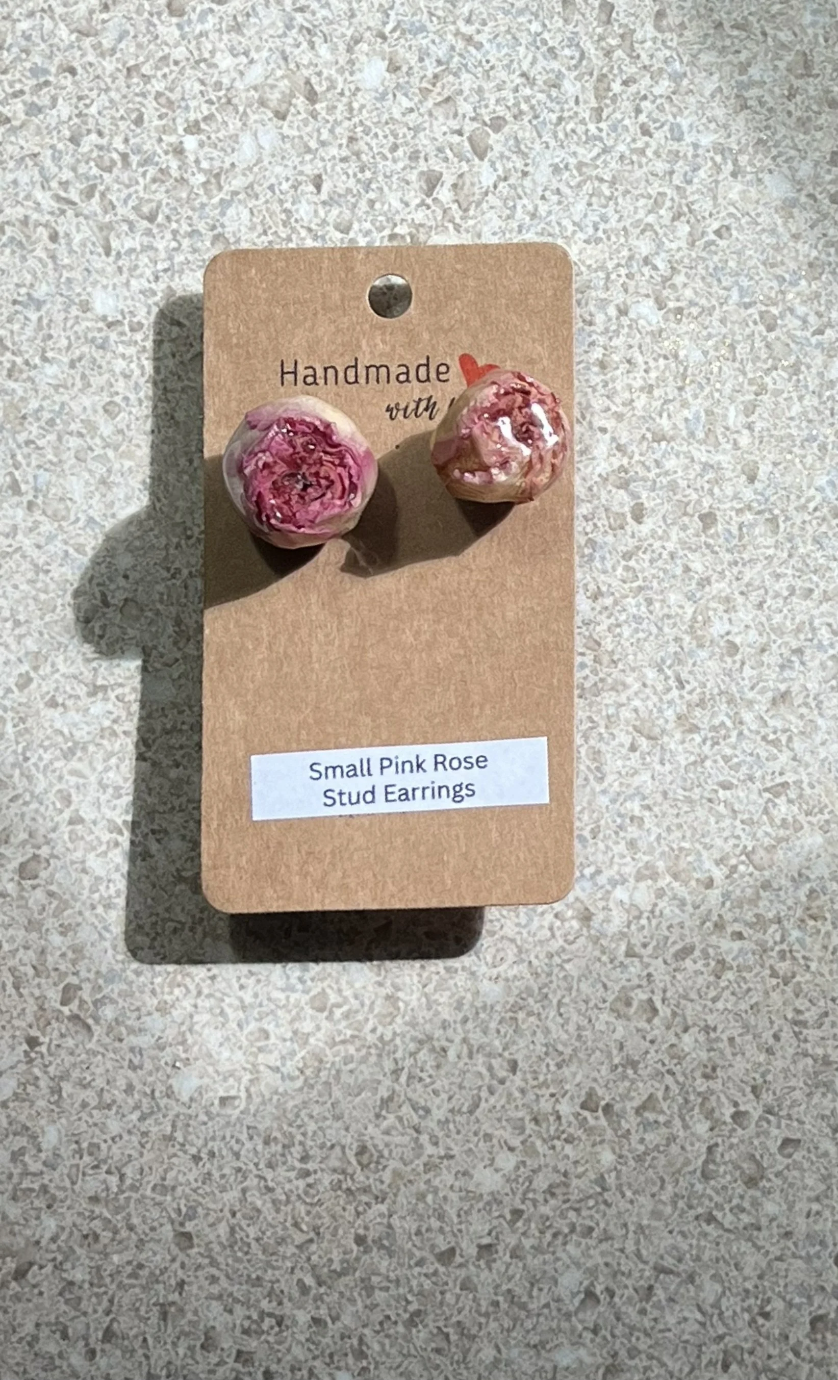 Small Pink Rose Stud Earrings