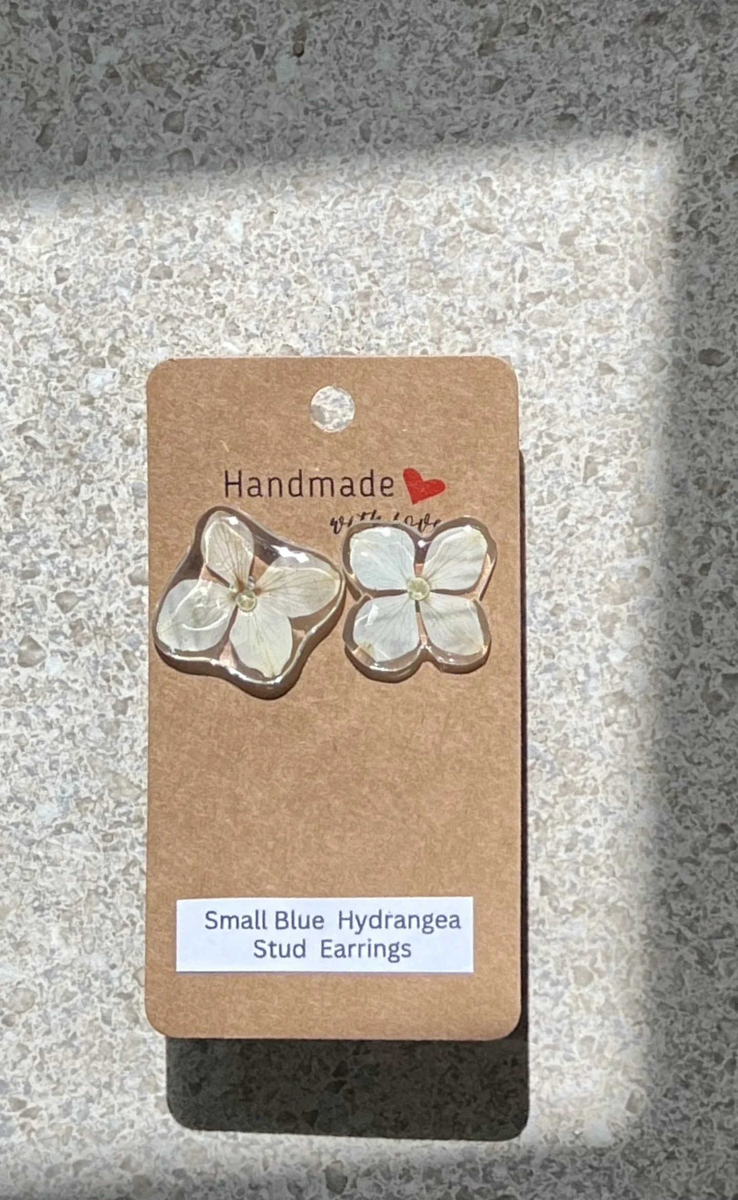 Small Light Blue and Tan Hydrangea Stud Earrings