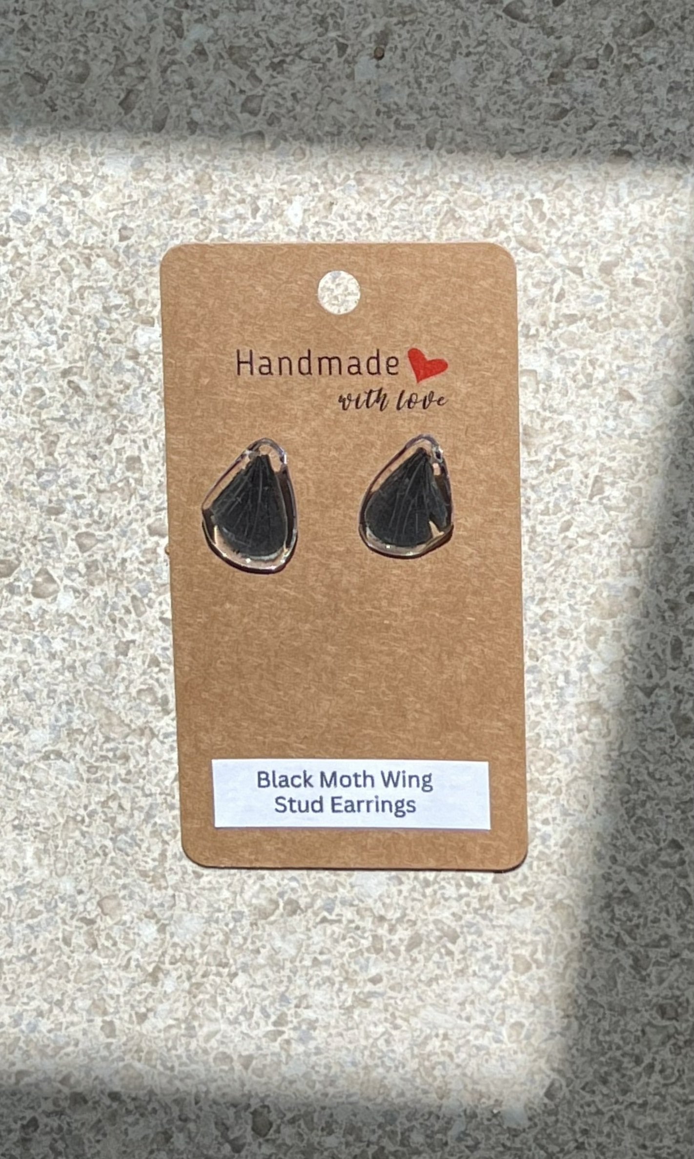 Black Moth Wing Stud Earrings