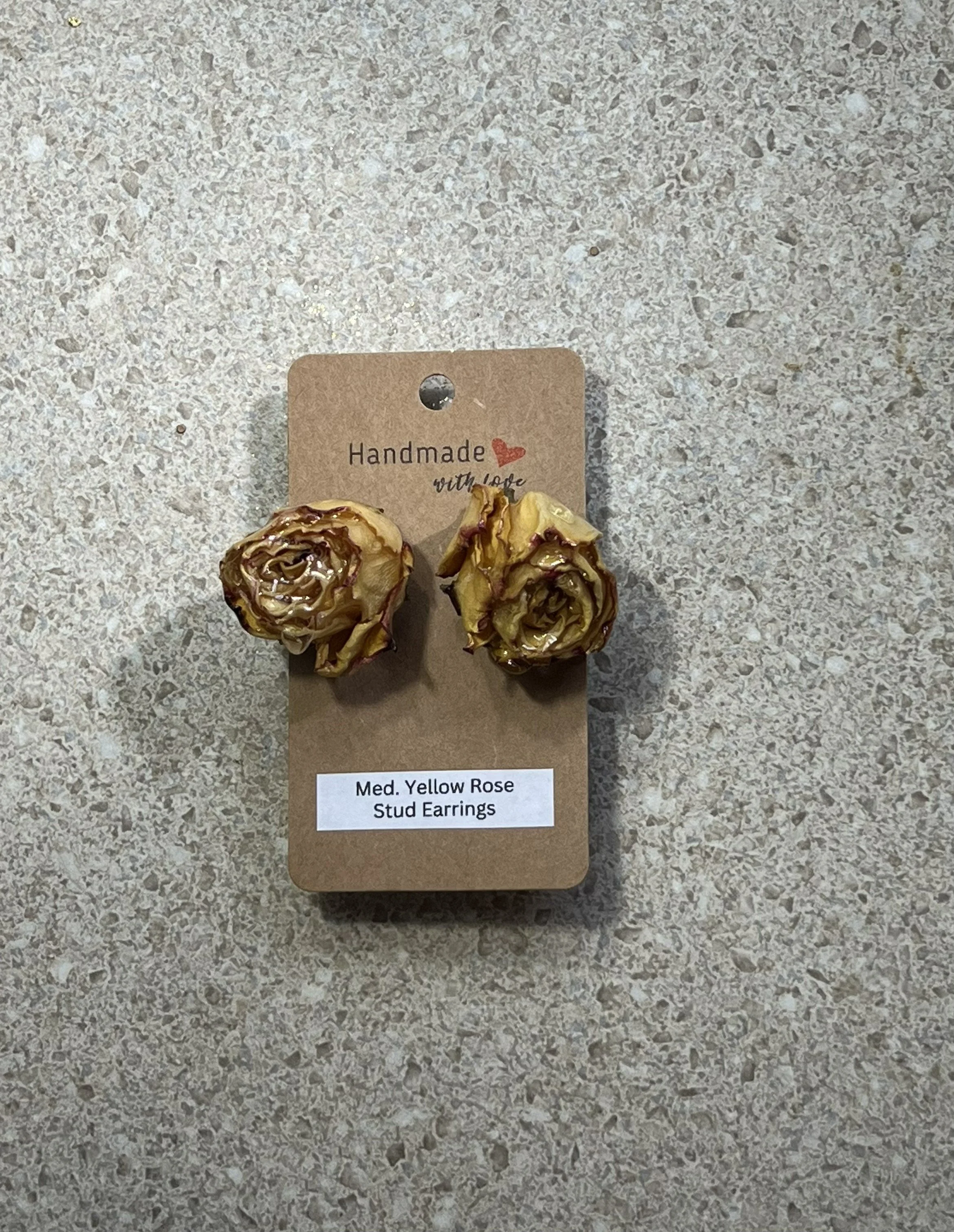 Medium Yellow Rose Stud Earrings