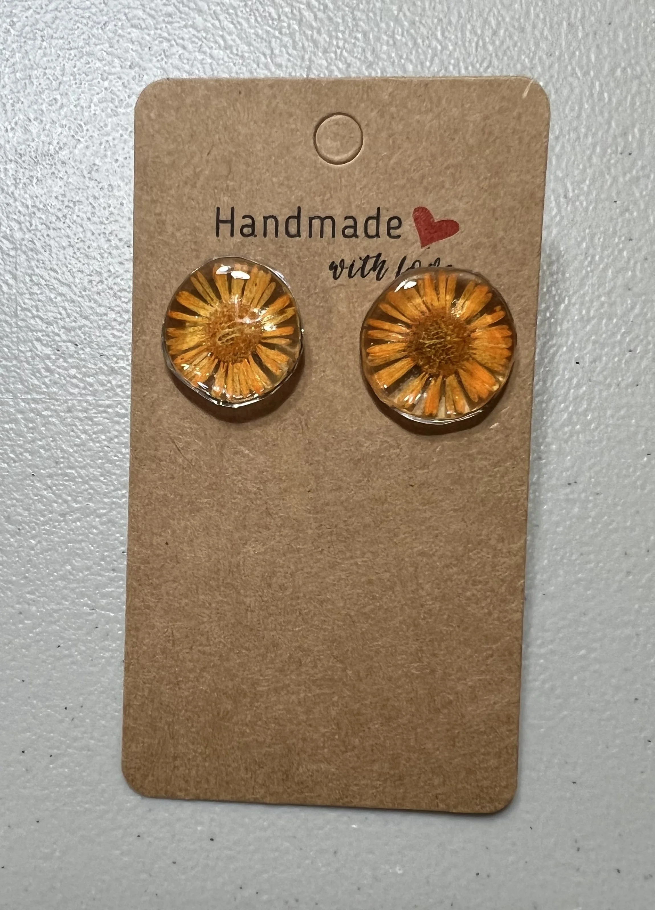 Orange Daisy Stud Earrings