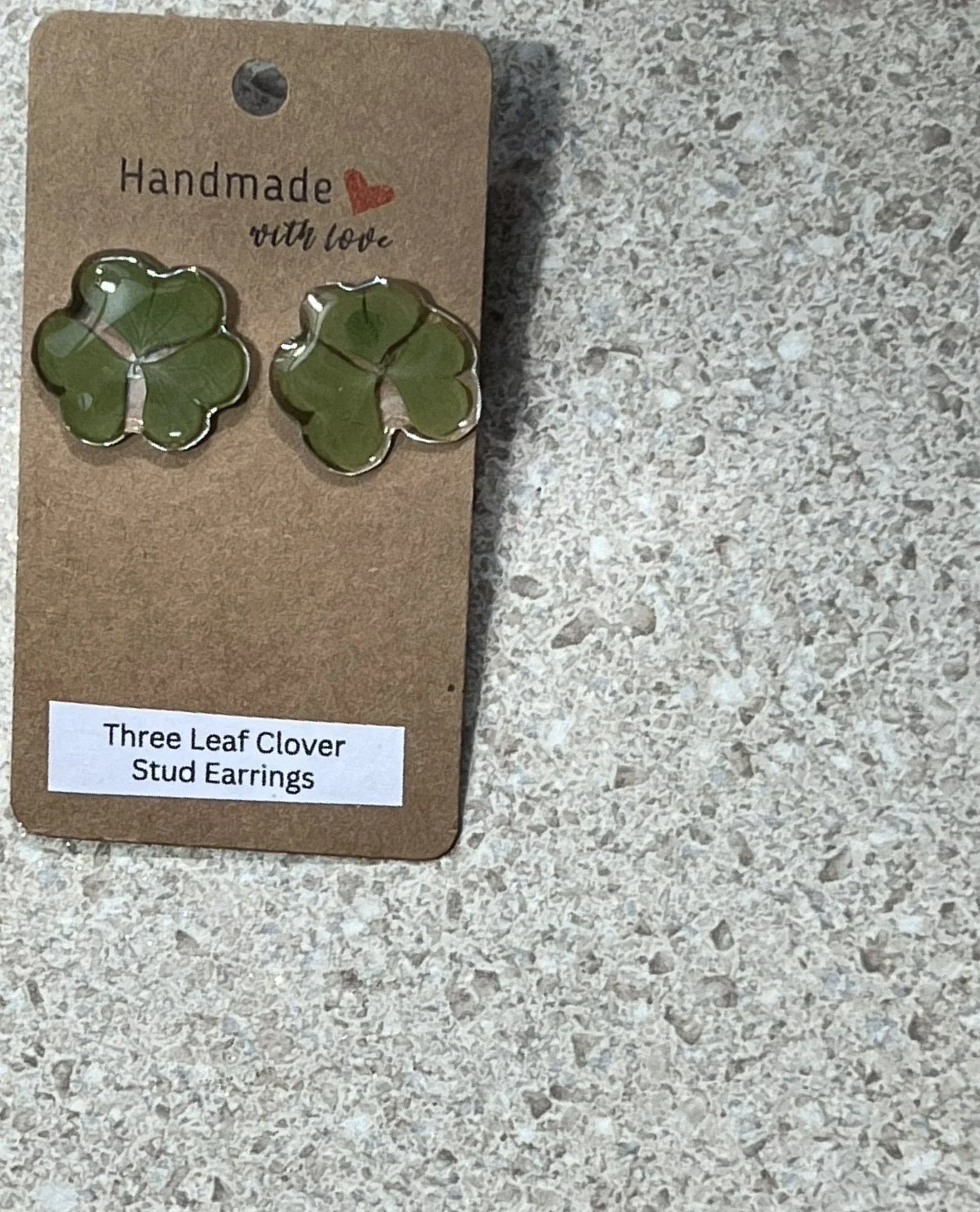 Medium Three Leaf Clover Stud Earrings